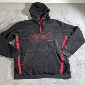 Air Jordan Wings of Flight Black Fleece Sherpa Hoodie AH6250-010 Mens Size Large